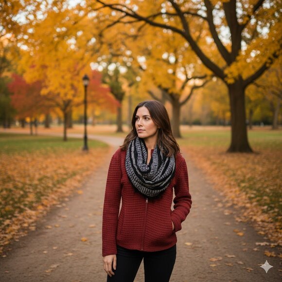 Joe Boxer Light weight black and white Infinity Scarf - Picture 1 of 3